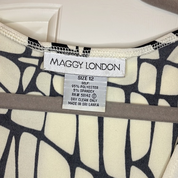 Maggy London wrap dress size 12 in cream and black - Picture 3 of 9